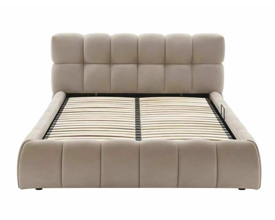 Ліжко полуторне м'яке Parma Velvet 140×200 Темно-бежева велюр Bluvel