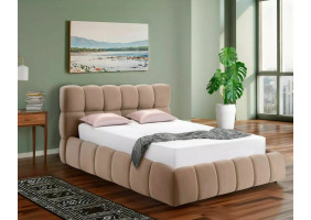 Ліжко полуторне м'яке Parma Velvet 140×200 Темно-бежева велюр Bluvel