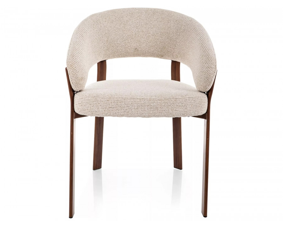 Стілець кухонний обідній м'який Nagoja D Світло-бежева тканина / Горіх каркас