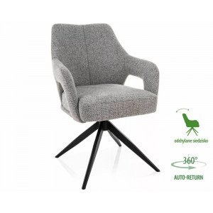 Стілець кухонний обідній м'який Olsen Noelle Сіра тканина / Чорний каркас