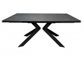 Стіл обідній Монако розкладний керамічний, 160/240x90x75 см, Чорний мат черні ноги