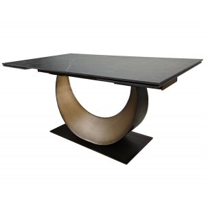 Стіл обідній розкладний AMELIA CERAMIC 160(240)*90 стіл чорний мат/бронзовий