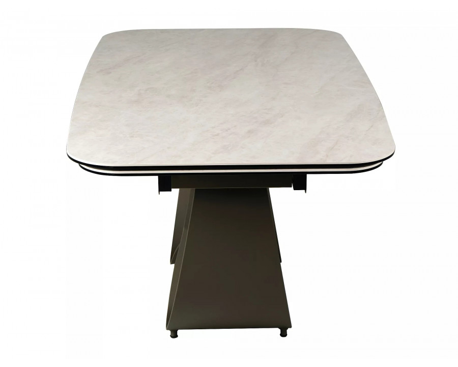 Стіл обідній кухонний розкладний Infinity Ceramic (160–240)×95 см Кераміка Беж / Мідний каркас