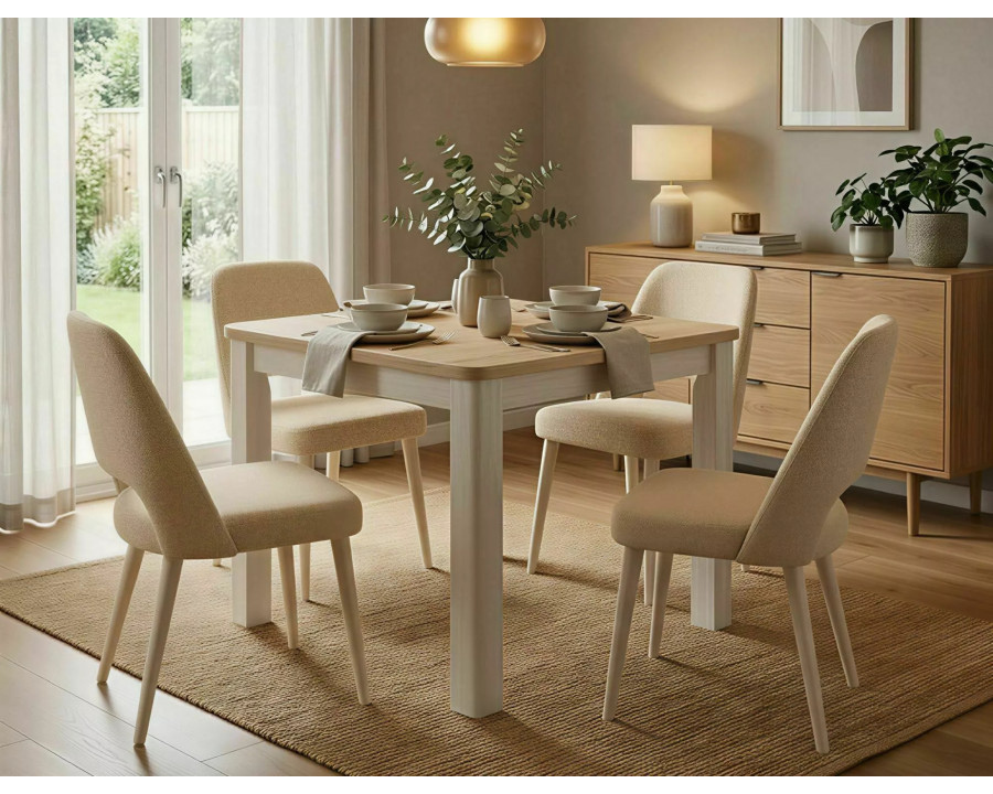 Стіл обідній кухонний розкладний Oskar (80–200)×80 см Ламінована плита Дуб / Кашемір каркас