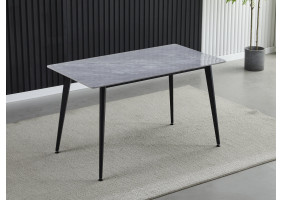 Стіл обідній SABA CERAMIC 130*70 сірий глянець / чорний каркас