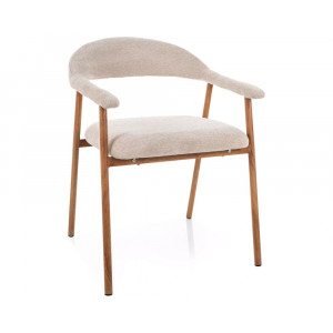 Стілець кухонний обідній м'який Lagos D Raven Бежева тканина / Дуб каркас