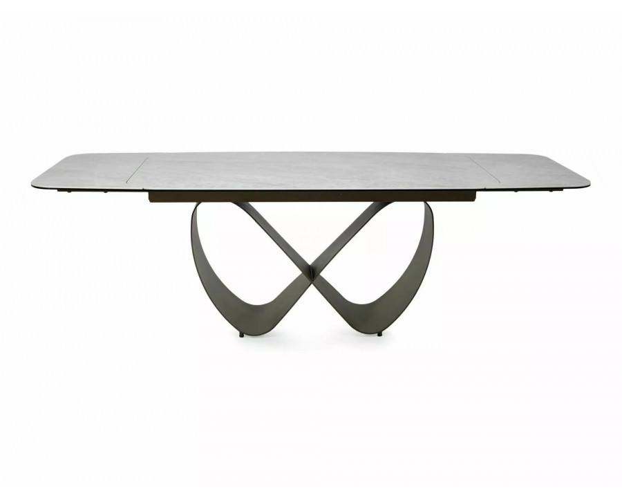 Стіл обідній кухонний розкладний Infinity Ceramic (160–240)×95 см Кераміка Беж / Мідний каркас