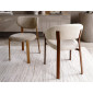 Стілець кухонний обідній м'який Nagoja D Світло-бежева тканина / Горіх каркас