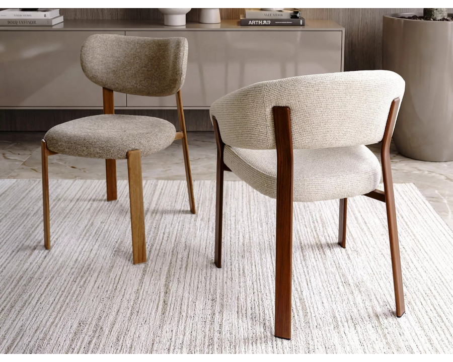 Стілець кухонний обідній м'який Nagoja D Світло-бежева тканина / Горіх каркас