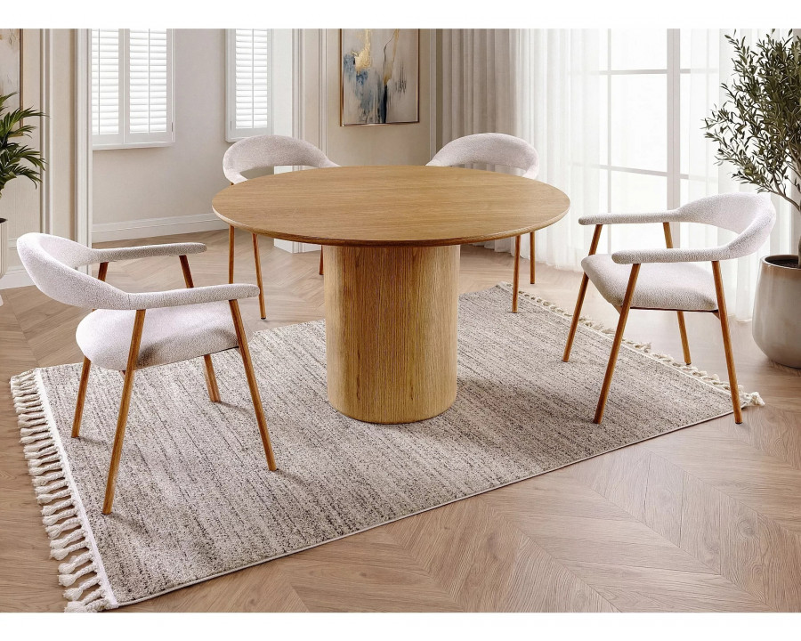 Стілець кухонний обідній м'який Lagos D Raven Бежева тканина / Дуб каркас