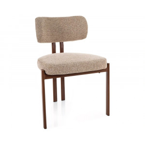 Стілець кухонний обідній м'який Misaki D Бежева тканина / Горіх каркас