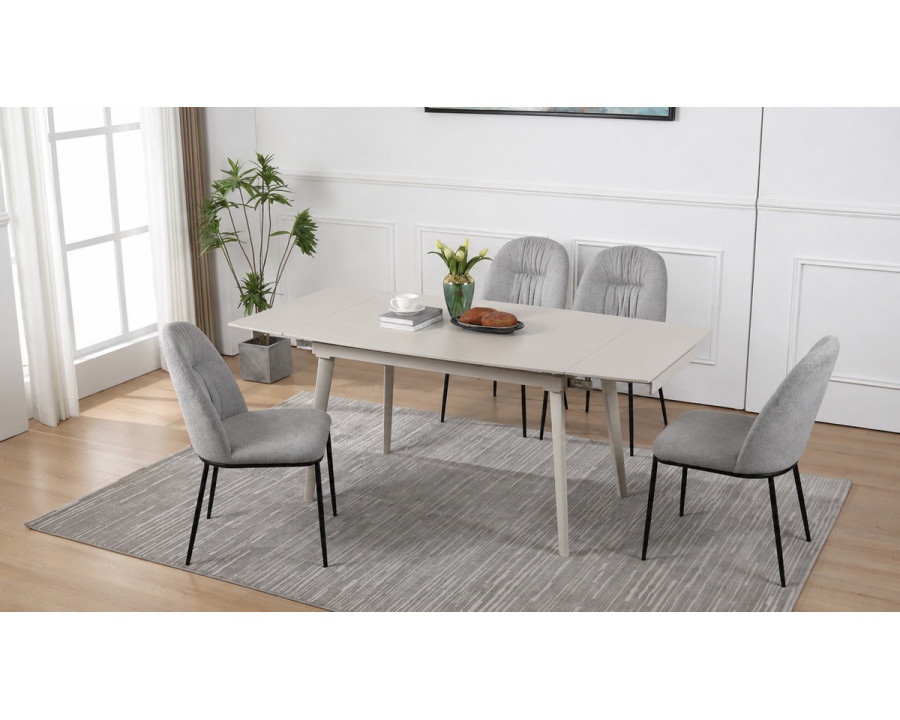 Стіл обідній розкладний LORIAN CERAMIC 120(180)*80 білий / кашемір