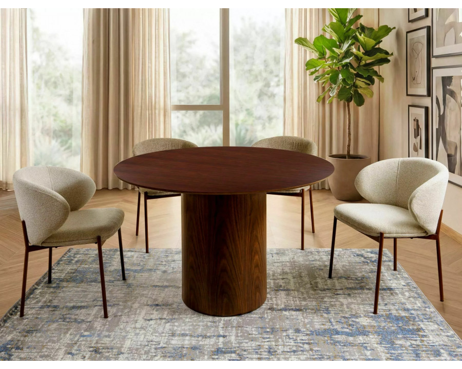 Стіл обідній кухонний Rondo ø120 см МДФ + шпон Горіх / Горіх каркас