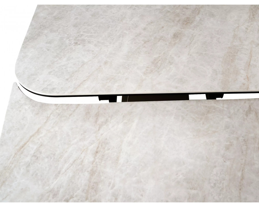 Стіл обідній кухонний розкладний Infinity Ceramic (160–240)×95 см Кераміка Беж / Мідний каркас