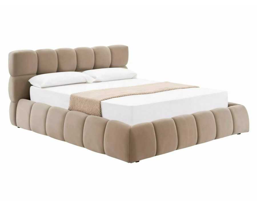 Ліжко полуторне м'яке Parma Velvet 140×200 Темно-бежева велюр Bluvel