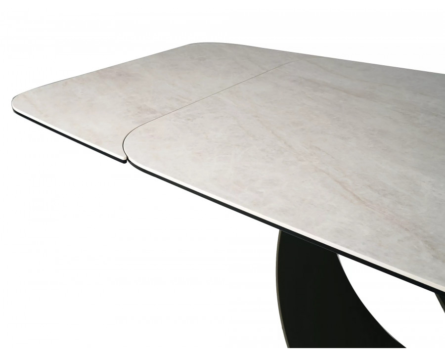 Стіл обідній кухонний розкладний Infinity Ceramic (160–240)×95 см Кераміка Беж / Мідний каркас