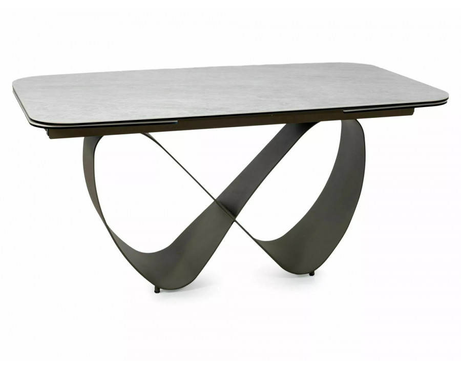 Стіл обідній кухонний розкладний Infinity Ceramic (160–240)×95 см Кераміка Беж / Мідний каркас