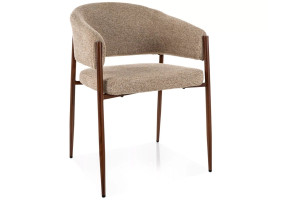 Стілець кухонний обідній м'який Akita D Бежева тканина / Горіх каркас