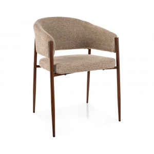Стілець кухонний обідній м'який Akita D Бежева тканина / Горіх каркас
