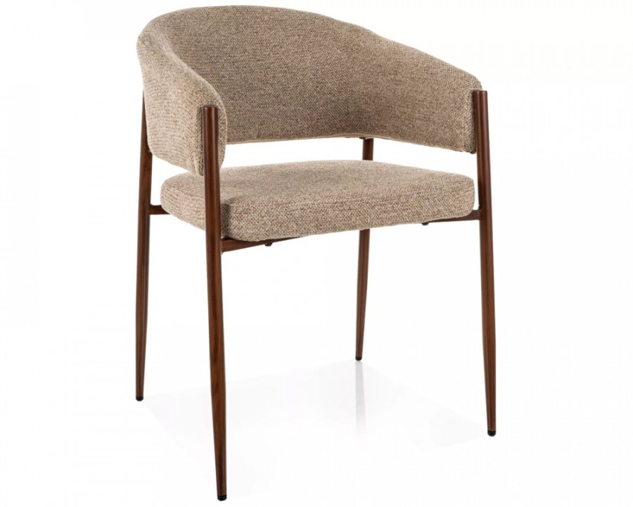 Стілець кухонний обідній м'який Akita D Бежева тканина / Горіх каркас