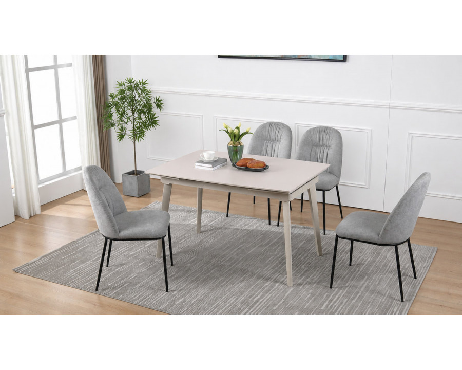 Стіл обідній розкладний LORIAN CERAMIC 120(180)*80 білий / кашемір
