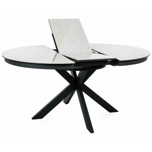 Стіл обідній кухонний розкладний Porto Ceramic (120–160)×120 см Кераміка Беж / Чорний каркас