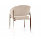 Стілець кухонний обідній м'який Akita D Світло-бежева тканина / Горіх каркас