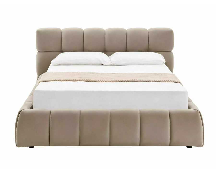 Ліжко двоспальне м'яке Parma Velvet 160×200 Темно-бежева велюр Bluvel