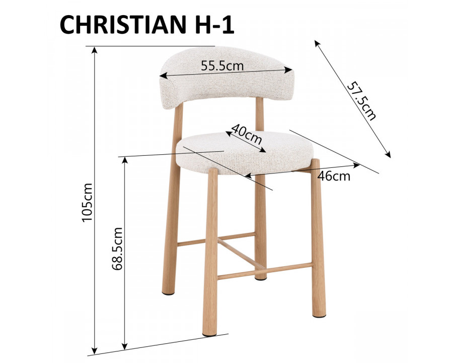 Барний стілець CHRISTIAN H-1 дуб метал / беж тканина