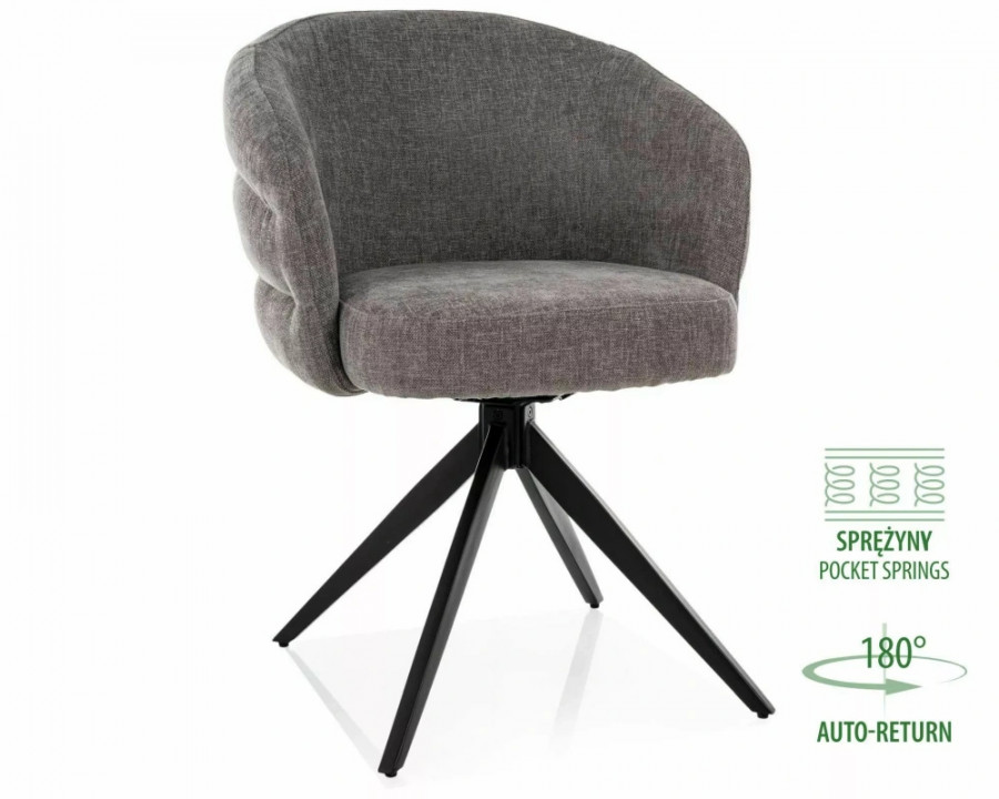 Стілець кухонний обідній м'який Ores Сіра тканина / Чорний каркас