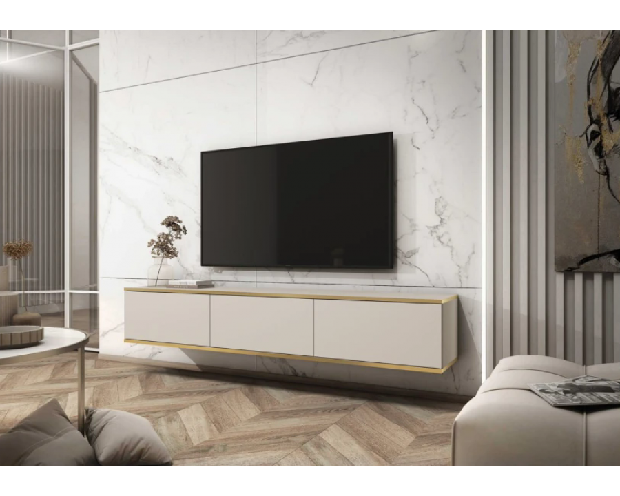 Тумба під телевізор навісна Оро / Oro 3-дверна RTV175 Бежевий Ш175xВ30 см.