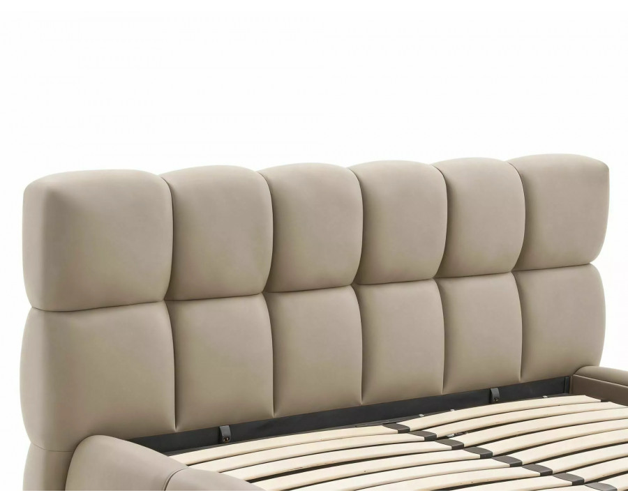 Ліжко двоспальне м'яке Parma Velvet 160×200 Темно-бежева велюр Bluvel