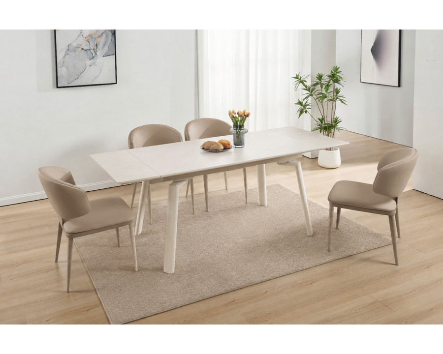 Стіл обідній розкладний BELFORD CERAMIC 140(200)*80 білий / кашемір