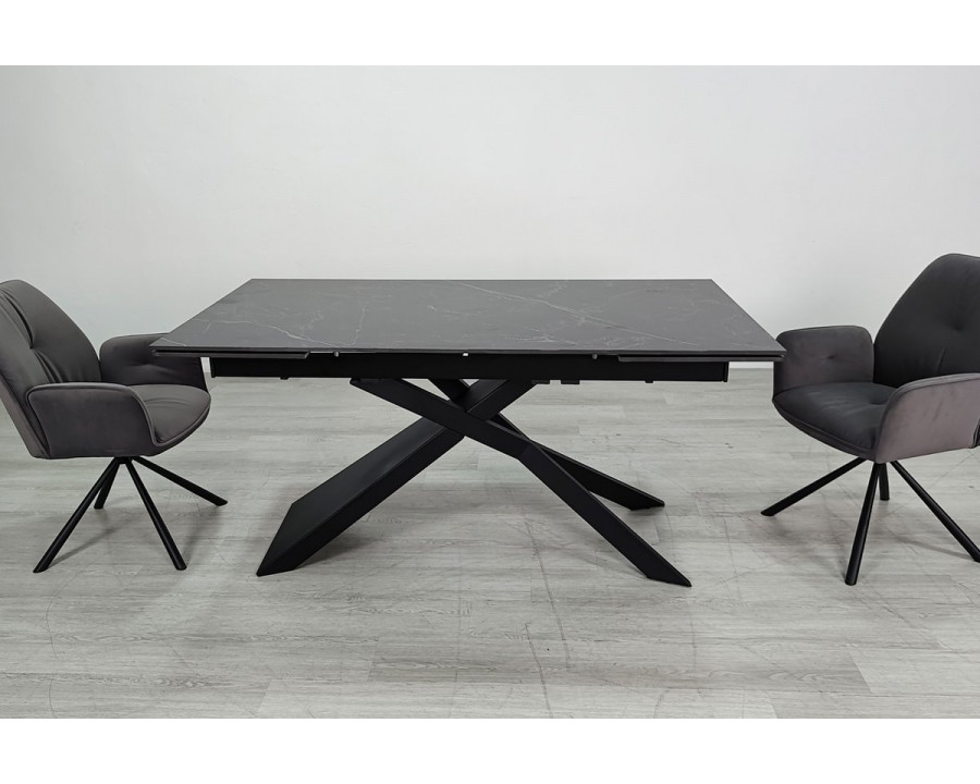 Стіл обідній розкладний MADISON CERAMIC 160(240)*90 чорний мат/чорний