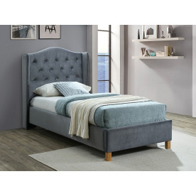 Ліжко односпальне ASPEN VELVET 90x200 колір сірий/дуб BLUVEL 14