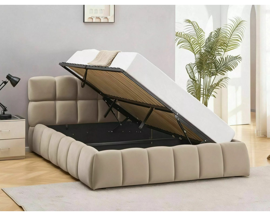 Ліжко двоспальне м'яке Parma Velvet 160×200 Темно-бежева велюр Bluvel