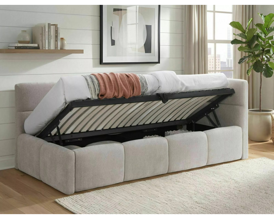 Ліжко односпальне м'яке Emma Raven 90×200 Бежева тканина