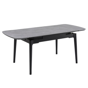 Стіл обідній розкладний DUBLIN CERAMIC 120(180)*80 світло-сірий/чорний каркас