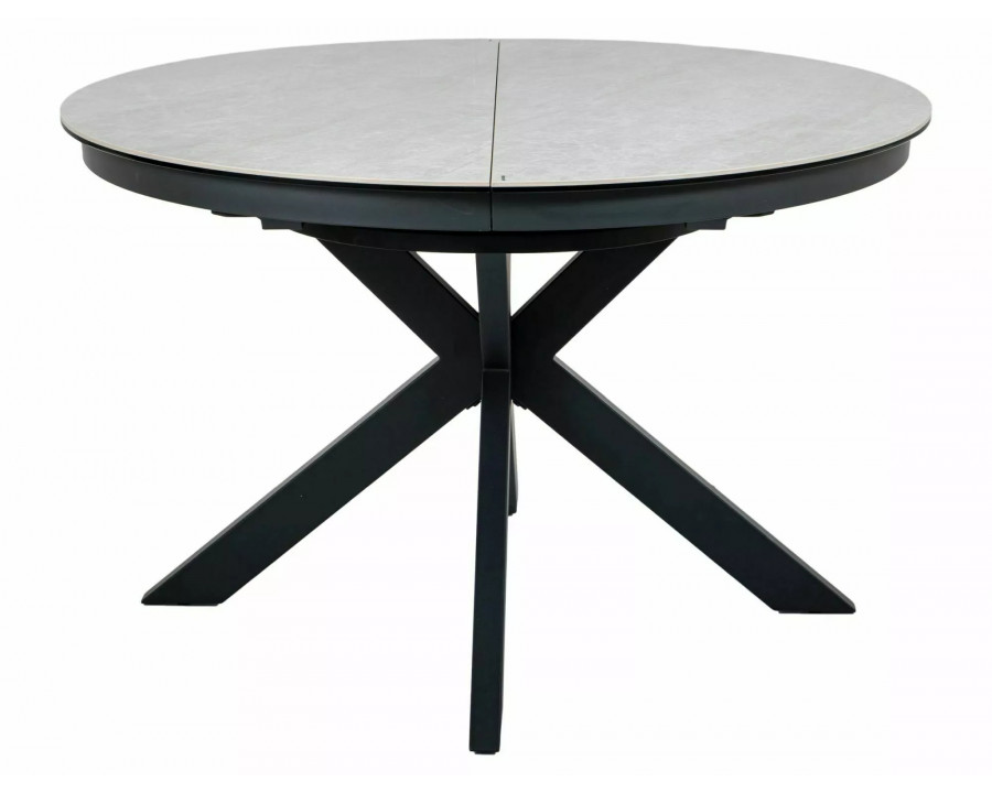 Стіл обідній кухонний розкладний Porto Ceramic (120–160)×120 см Кераміка Беж / Чорний каркас