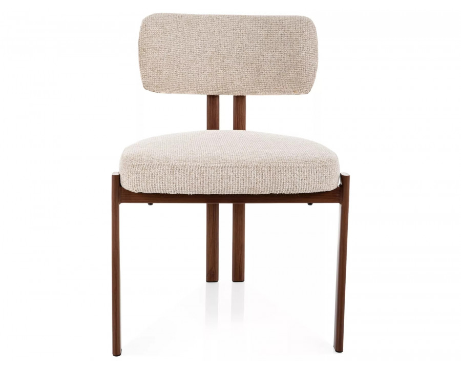 Стілець кухонний обідній м'який Misaki D Світло-бежева тканина / Горіх каркас