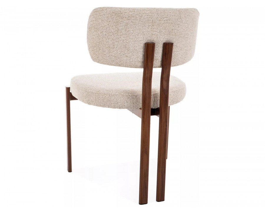 Стілець кухонний обідній м'який Misaki D Світло-бежева тканина / Горіх каркас