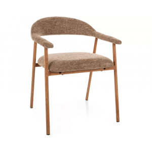 Стілець кухонний обідній м'який Lagos D Raven Латте тканина / Дуб каркас