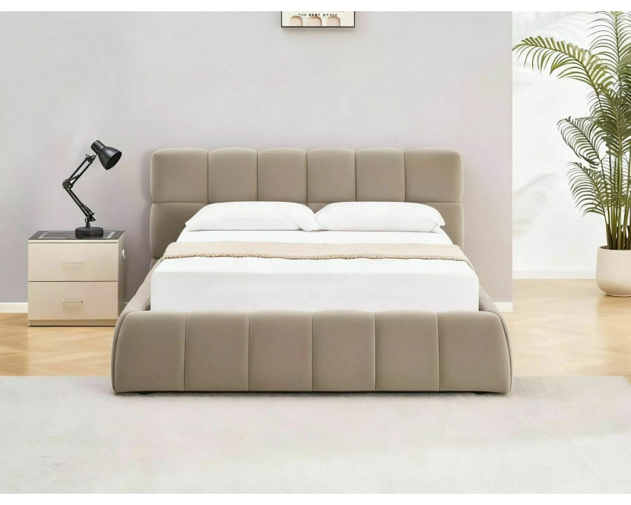 Ліжко двоспальне м'яке Parma Velvet 160×200 Темно-бежева велюр Bluvel