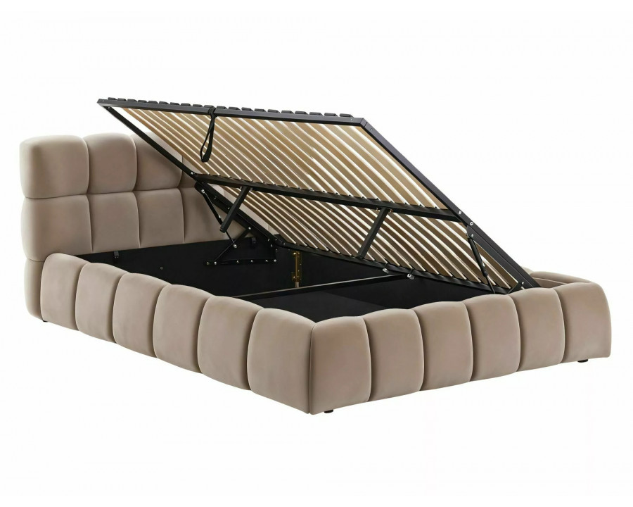 Ліжко двоспальне м'яке Parma Velvet 160×200 Темно-бежева велюр Bluvel