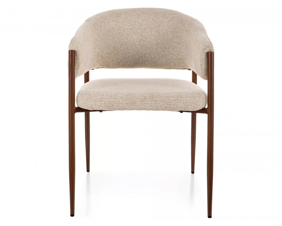 Стілець кухонний обідній м'який Akita D Світло-бежева тканина / Горіх каркас