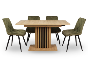 Стіл обідній Casandra 140(180)x80 Дуб артизан / Чорний