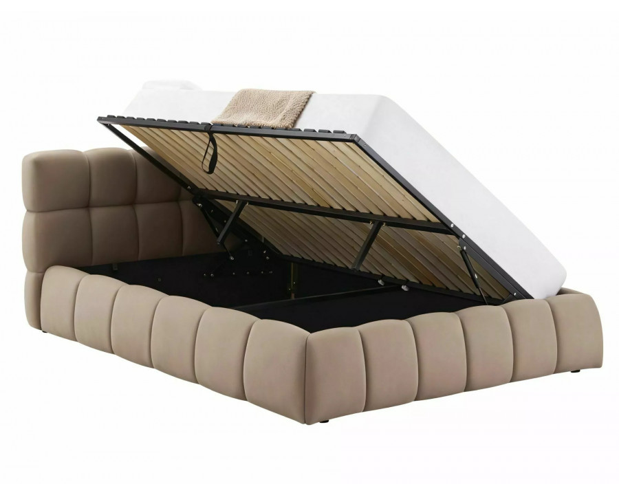 Ліжко двоспальне м'яке Parma Velvet 160×200 Темно-бежева велюр Bluvel