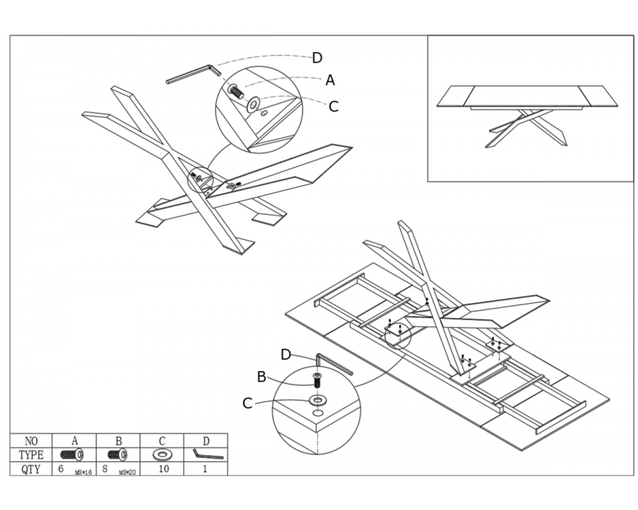 Стіл обідній розкладний MADISON CERAMIC 160(240)*90 чорний мат/чорний