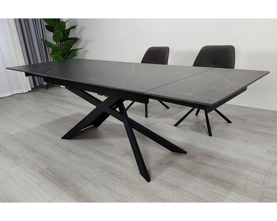 Стіл обідній розкладний MADISON CERAMIC 160(240)*90 чорний мат/чорний