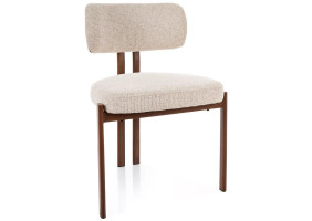 Стілець кухонний обідній м'який Misaki D Світло-бежева тканина / Горіх каркас